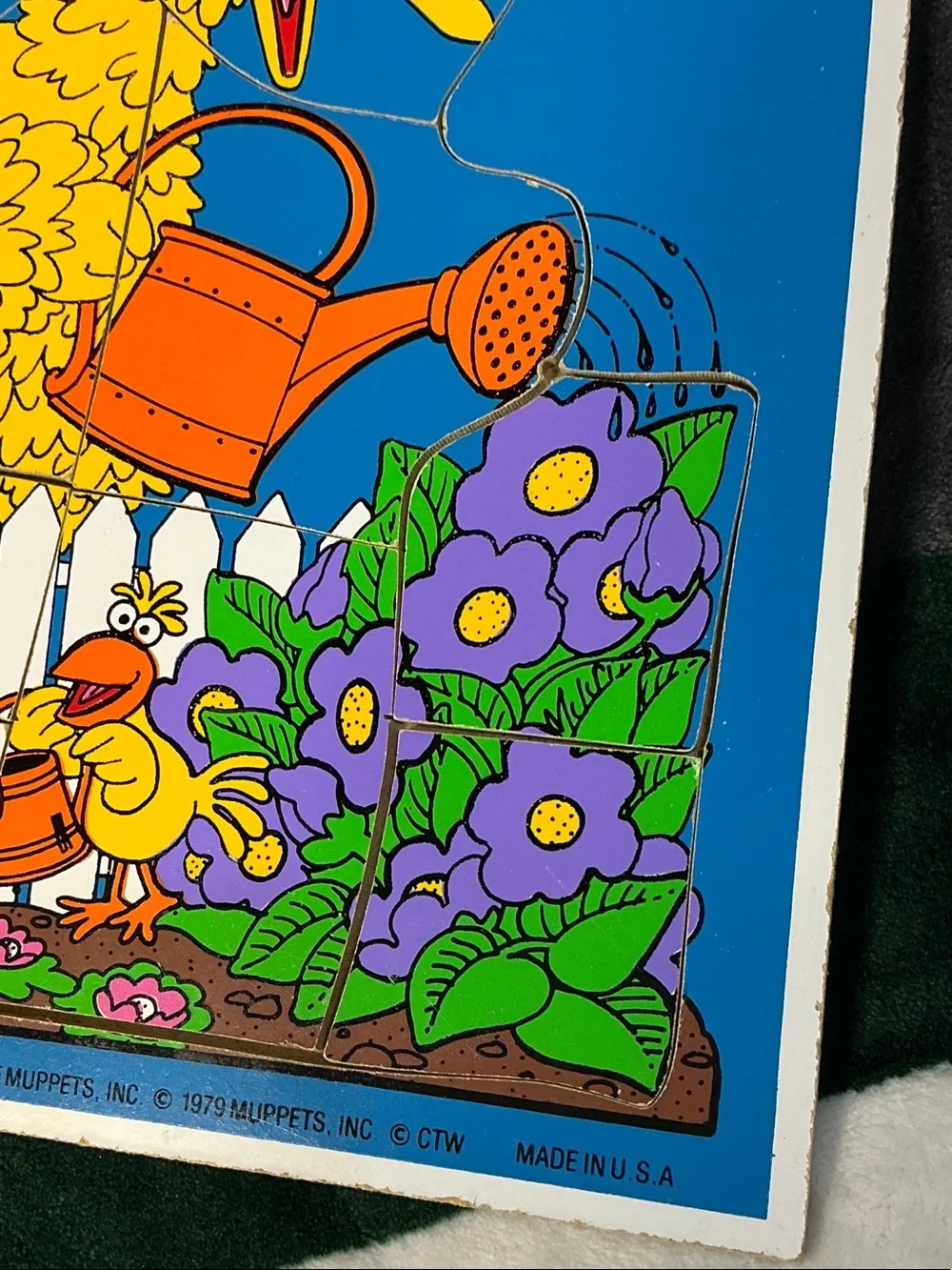 Vintage Playskool Sesame Street Puzzle - Big Bird Blue & Ernie Pink Wood Puzzles